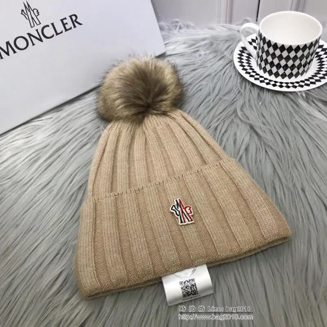 MONCIER蒙口 專櫃新品 原版高端狐狸毛球羊毛+兔絨 時尚百搭針織帽 LLWJ7890